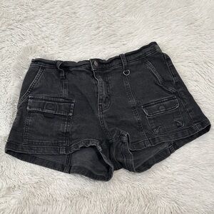 Women’s Black Utility Cargo Denim Shorts